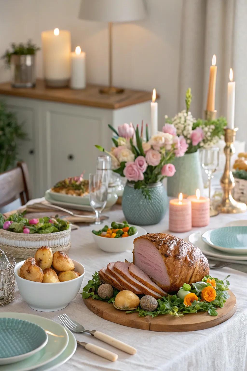 A sumptuous Easter supper prepared to be relished.