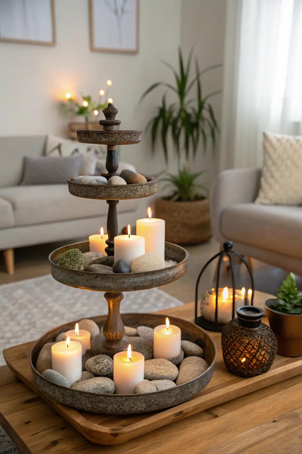 A zen-themed display offering a moment of peace.
