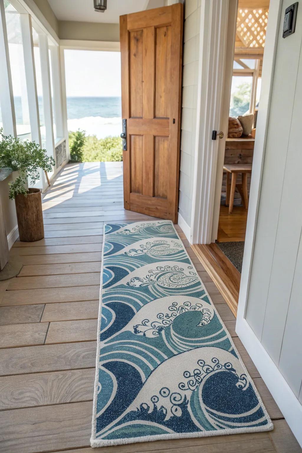 Convey the sea to your threshold with oceanic tile designs.