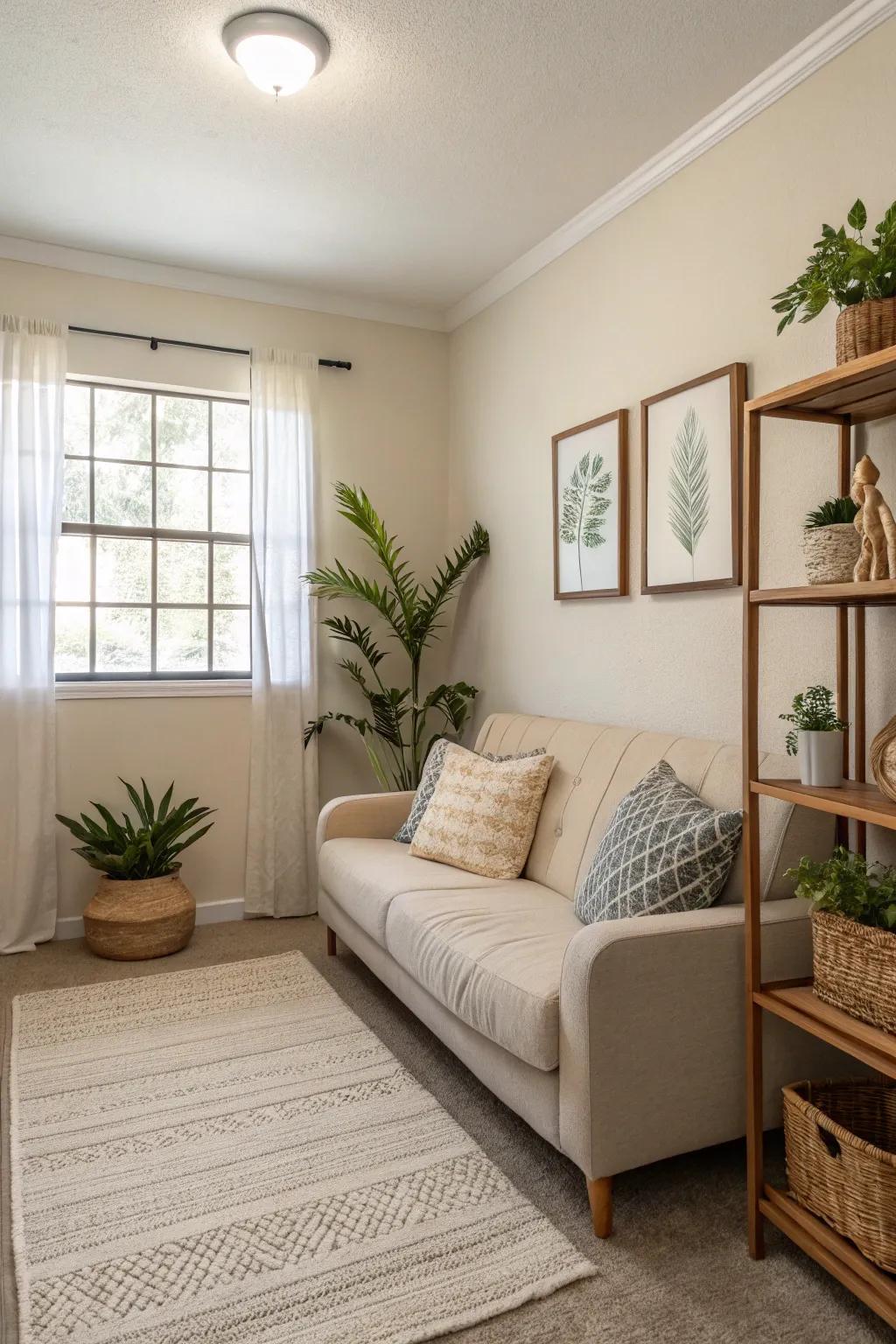 Understated décor supports a peaceful and spacious environment.