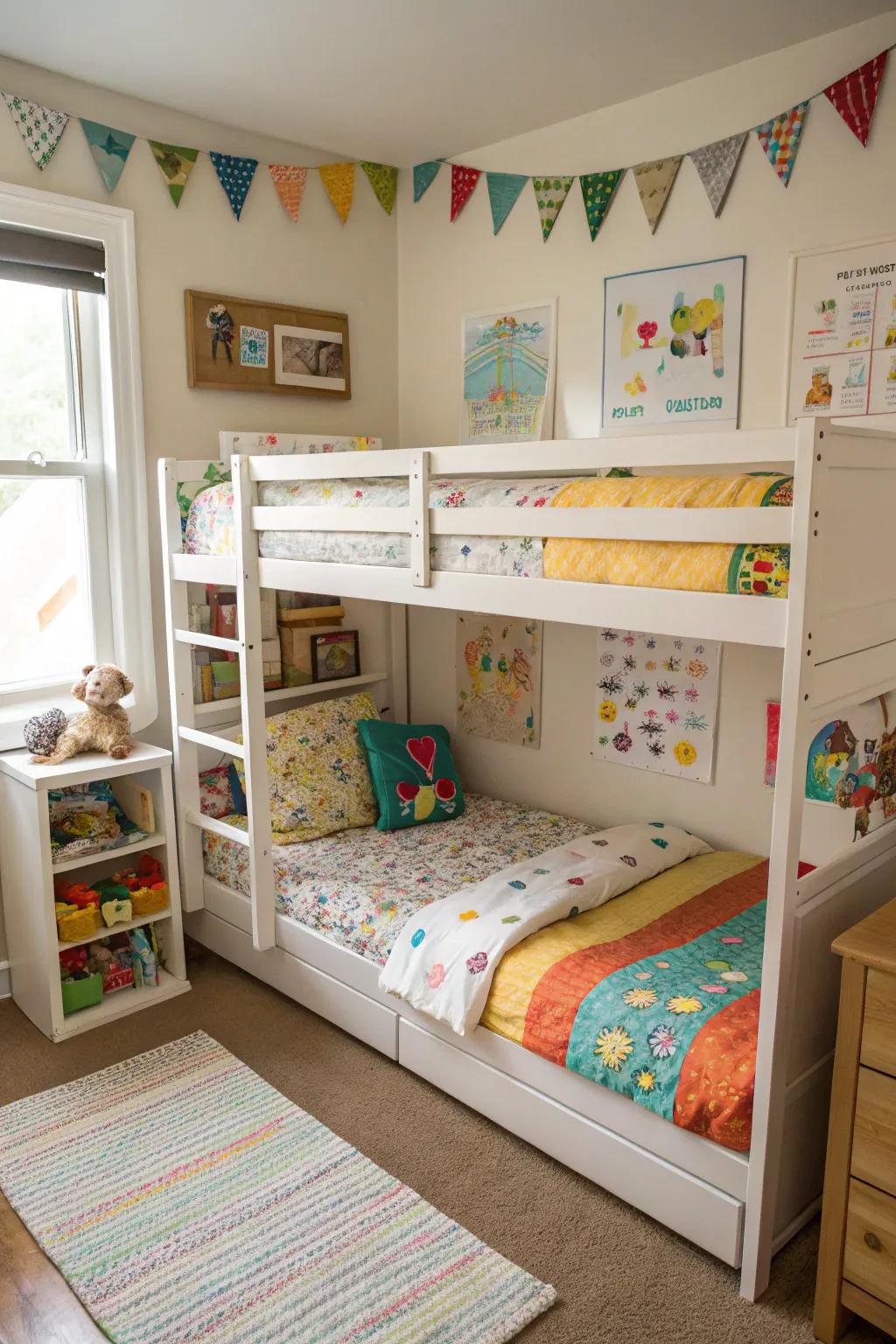 Compact bunk beds for shared spaces.