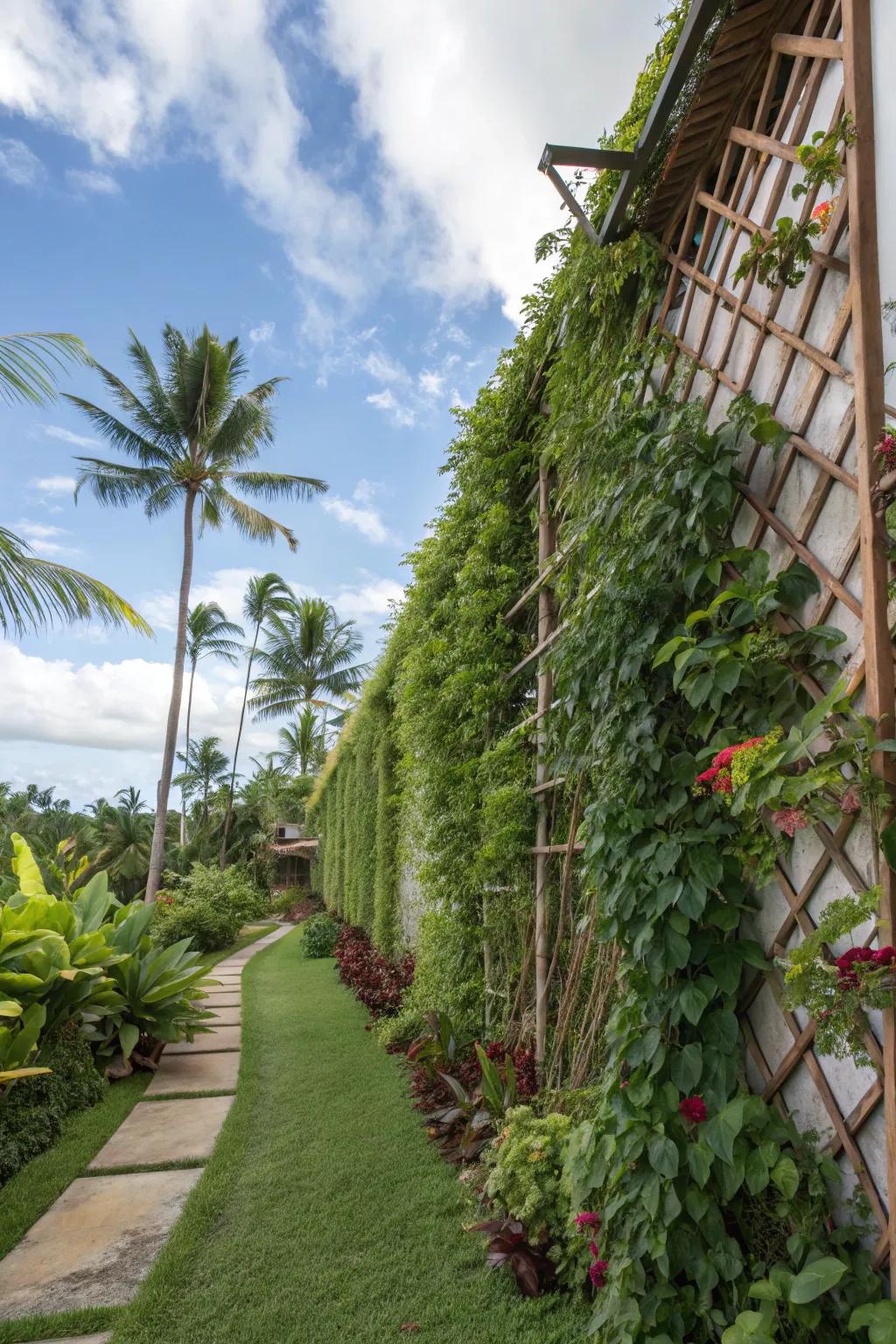 Vertical gardens adding lush greenery to limited spaces.
