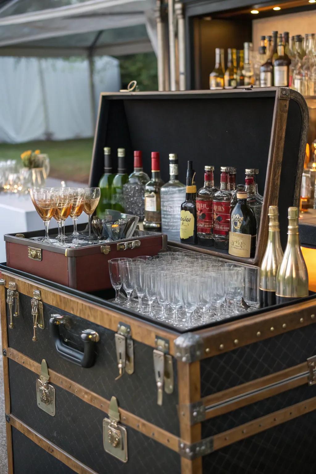 A trunk evolves into a quirky bar station, introducing joy to any gathering.