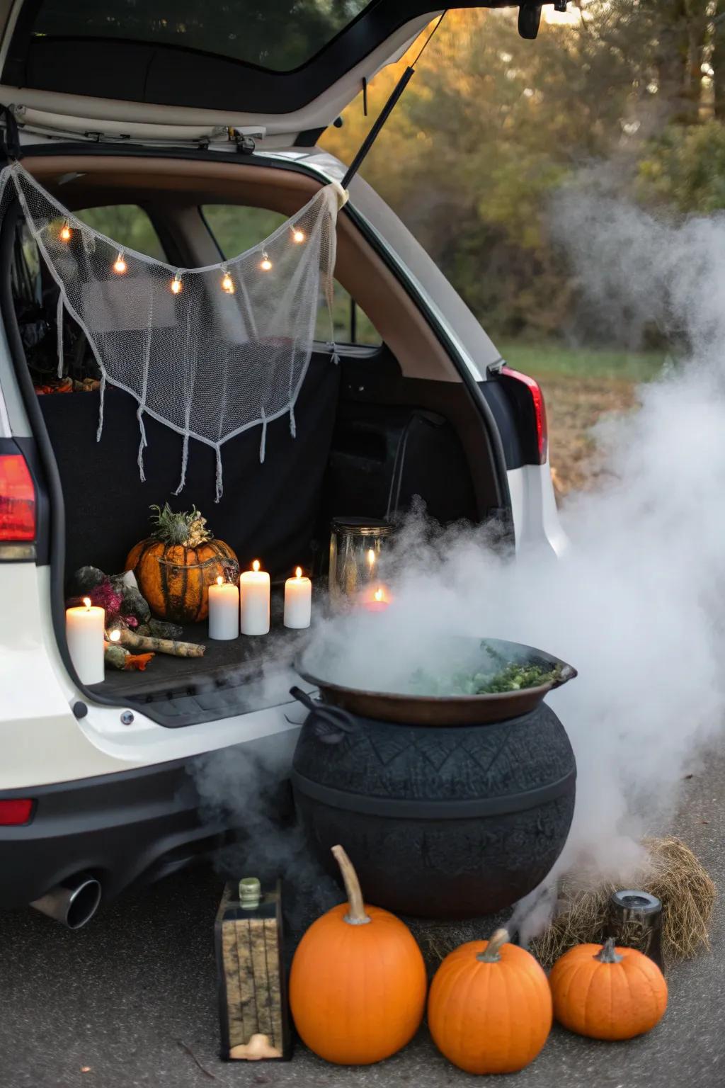 A simmering infusion station contributes magical realism.
