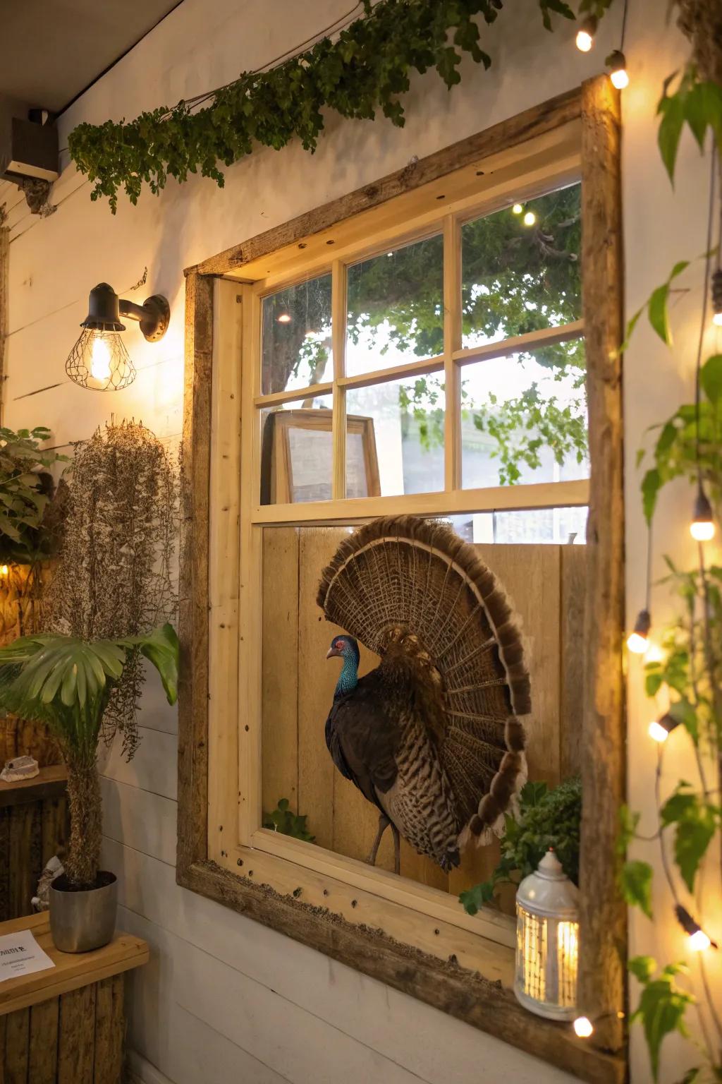 Recycled substances impart a turkey tail mount with distinctive, sustainable flair.