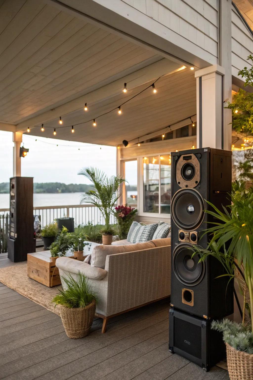 Savor music in your under-deck lounge.