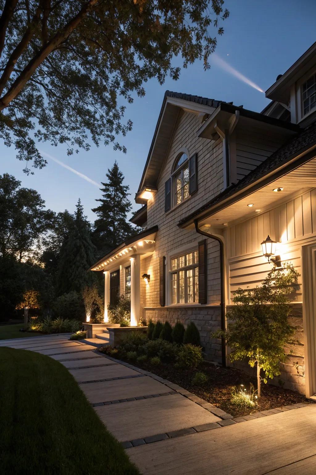 Theatrical illumination adds spectacle and focus to exterior design.