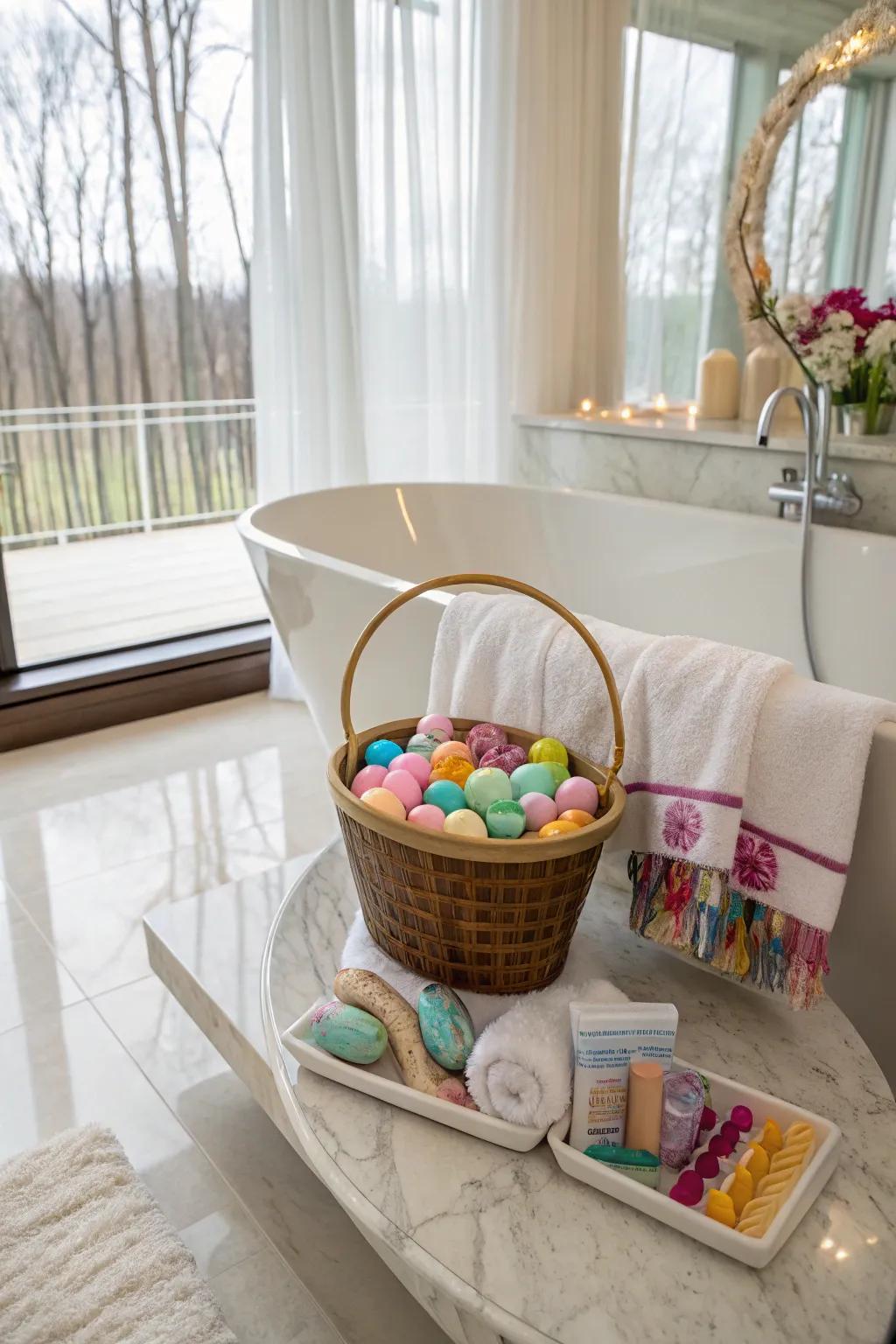 A therapeutic bathing basket designed for ultimate relaxation.