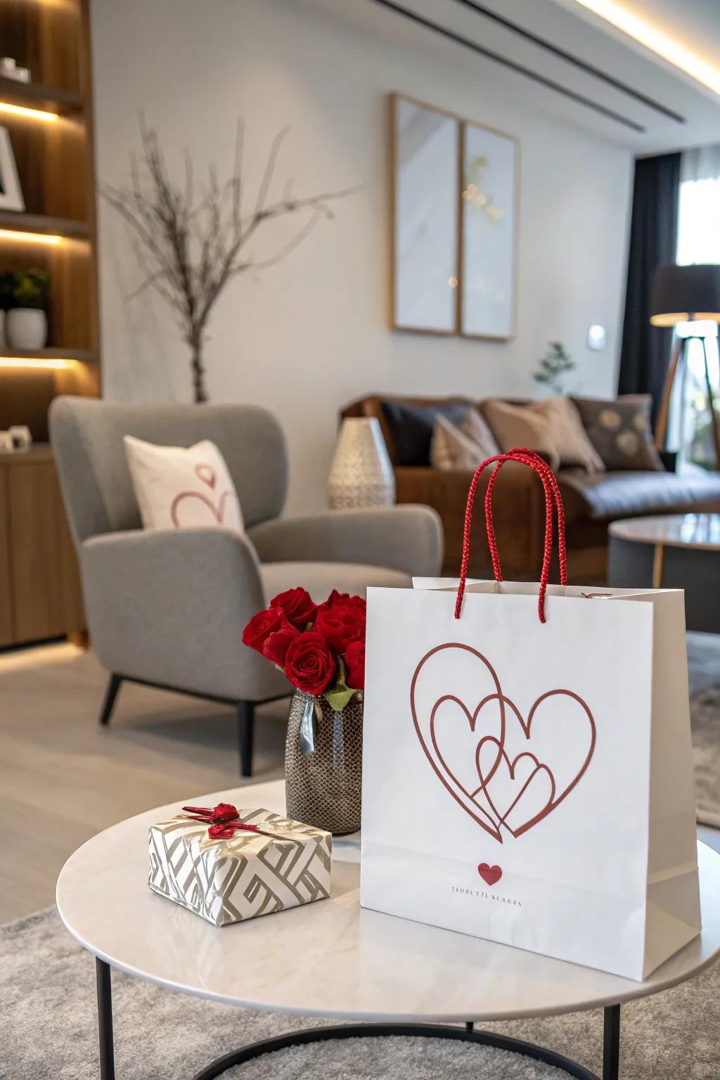 Chic understated Valentine's surprise bag.