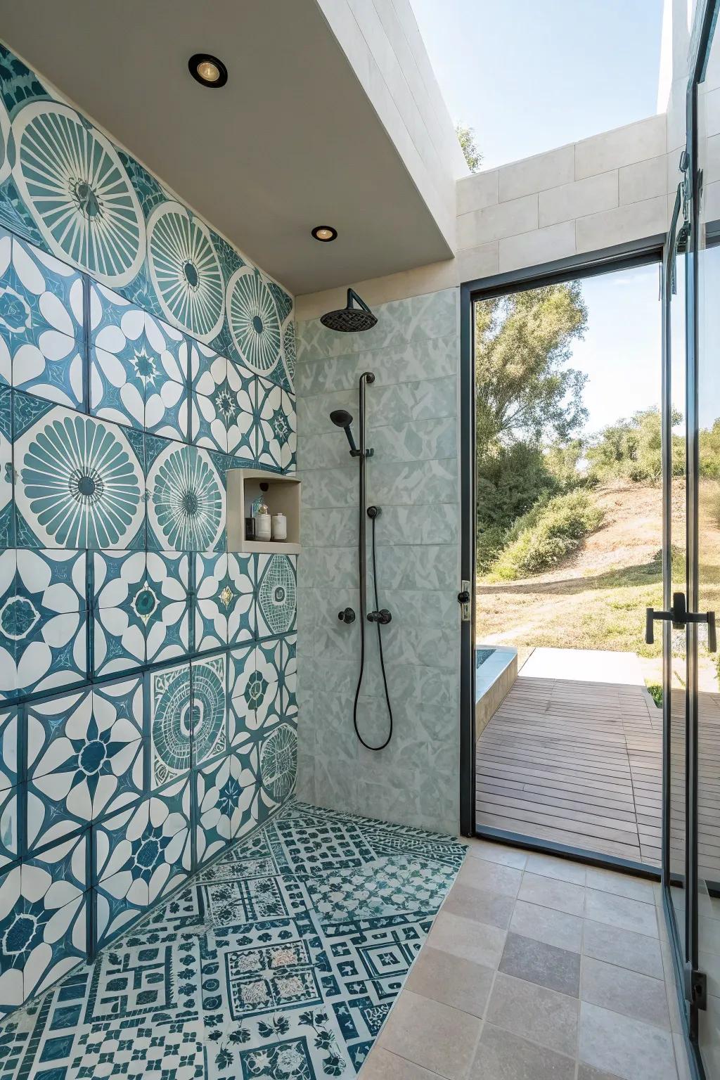 Patterned tiles produce a stunning and artistic display.