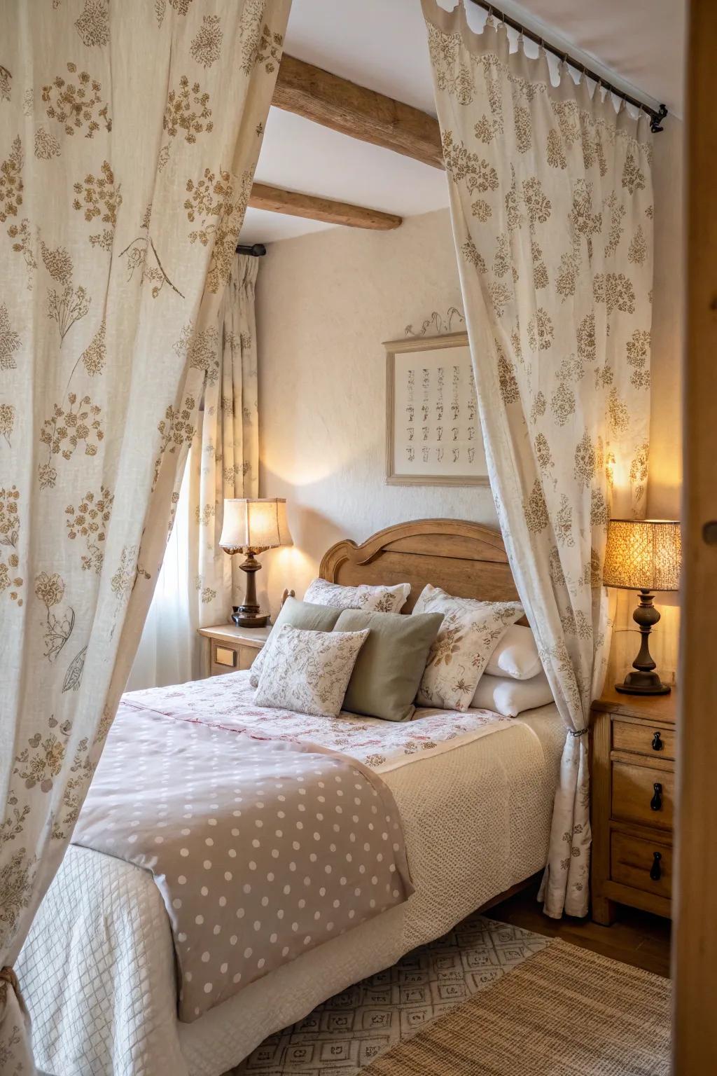 Drapes add softness and color to the personal space.