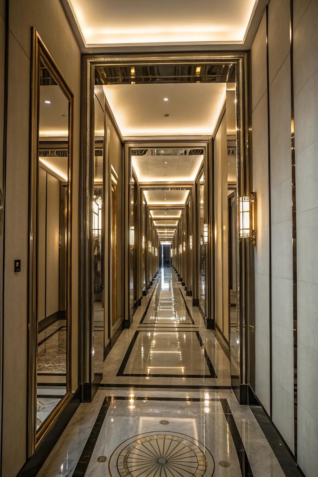 Light and space are enhanced using mirrors.
