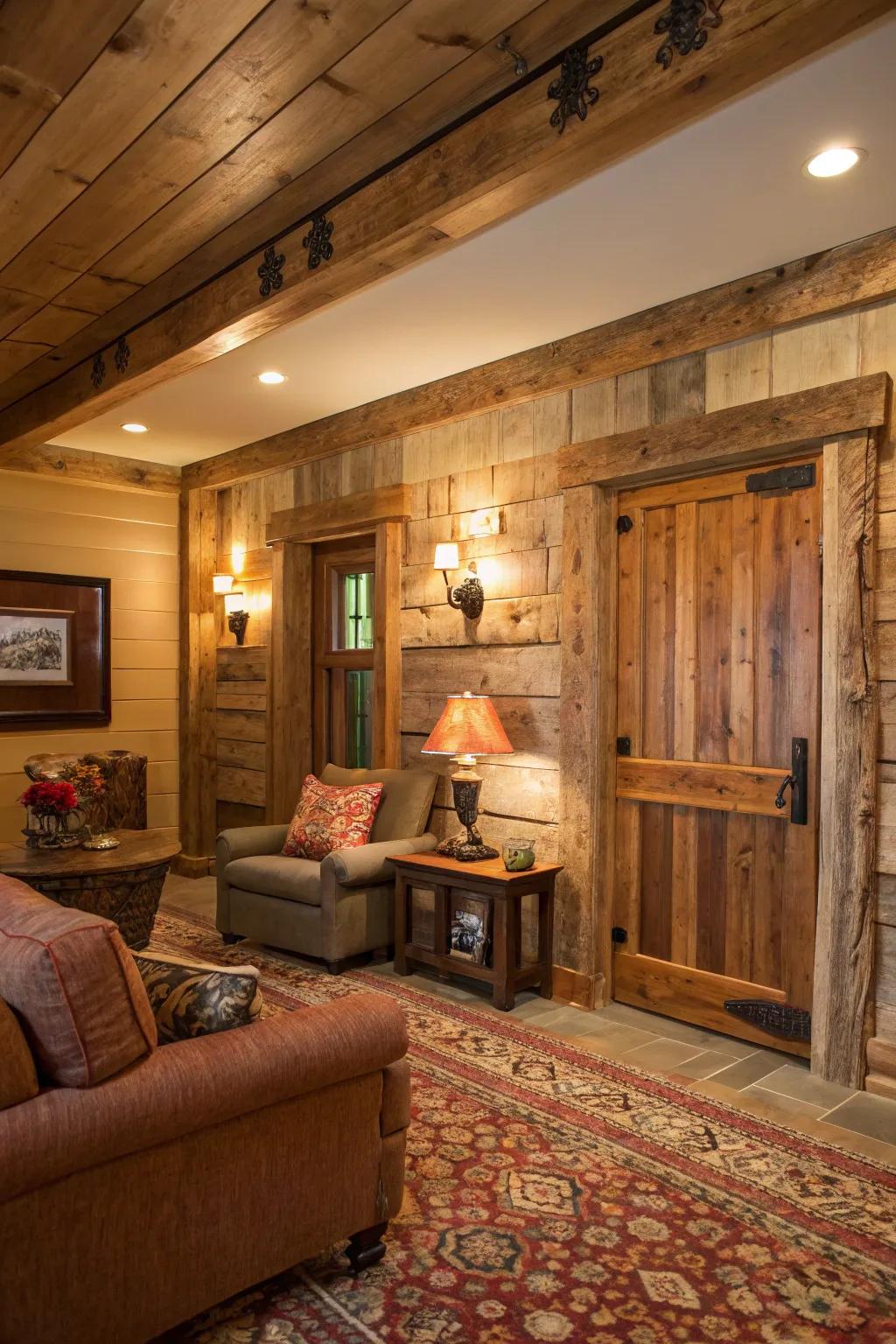 Reclaimed timber trims present a sustainable and fashionable selection.