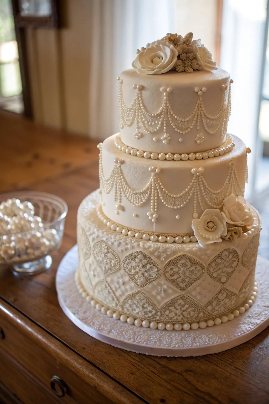 A classic-style wedding cake that captures nostalgia beautifully.
