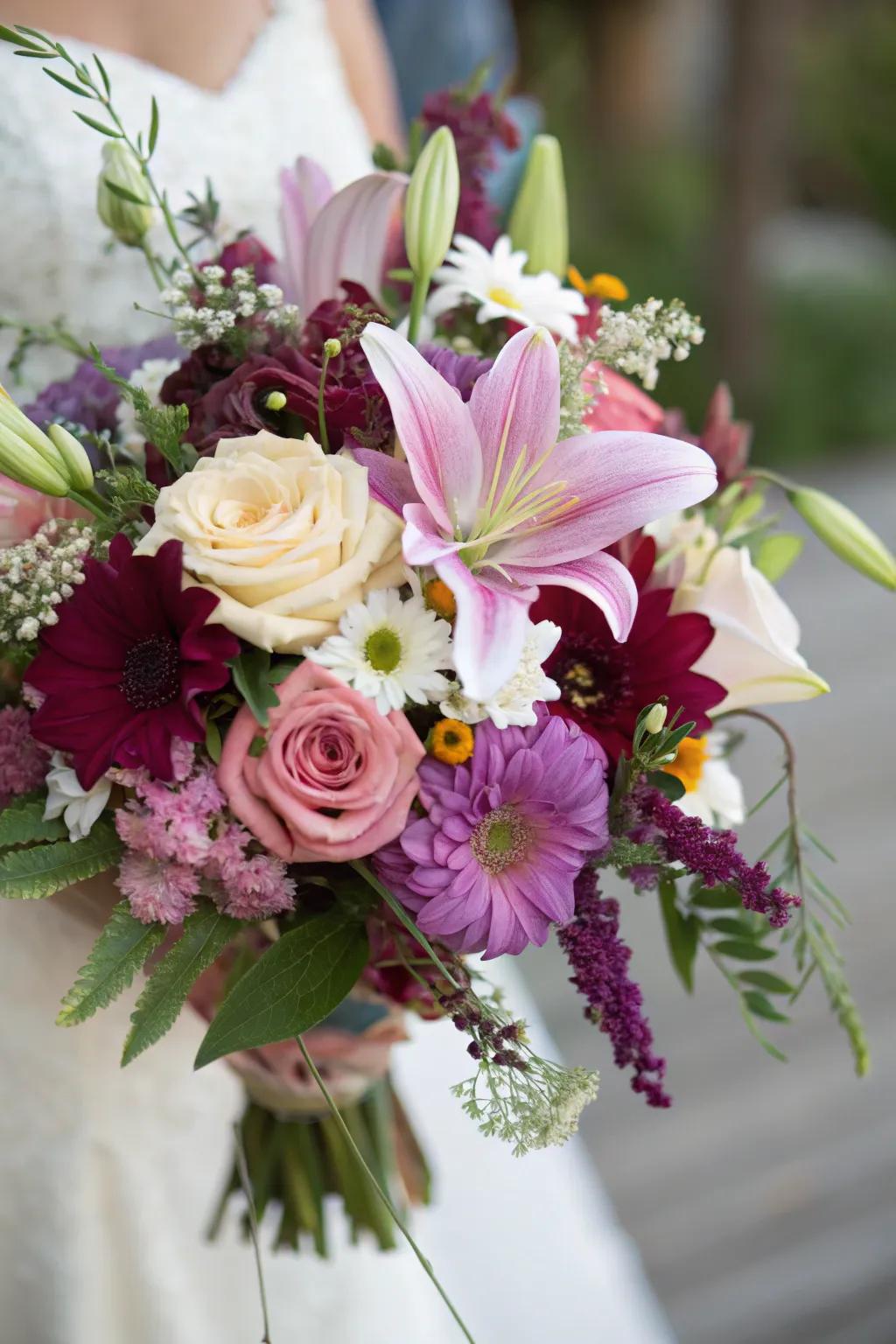 A personalized bouquet showcasing a mix of various flowers and shades.
