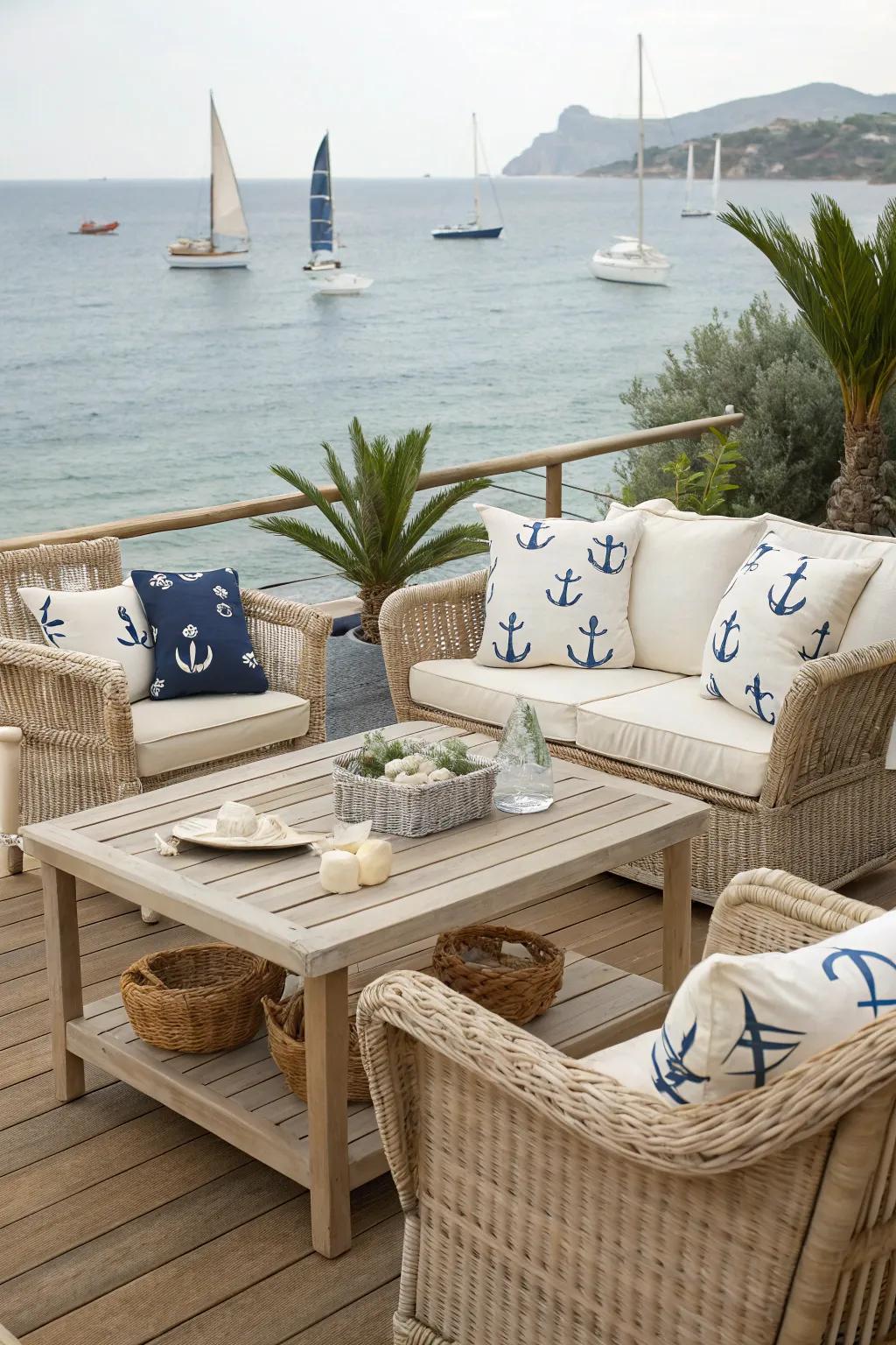Bringing the beach indoors via a coastal-themed patio.