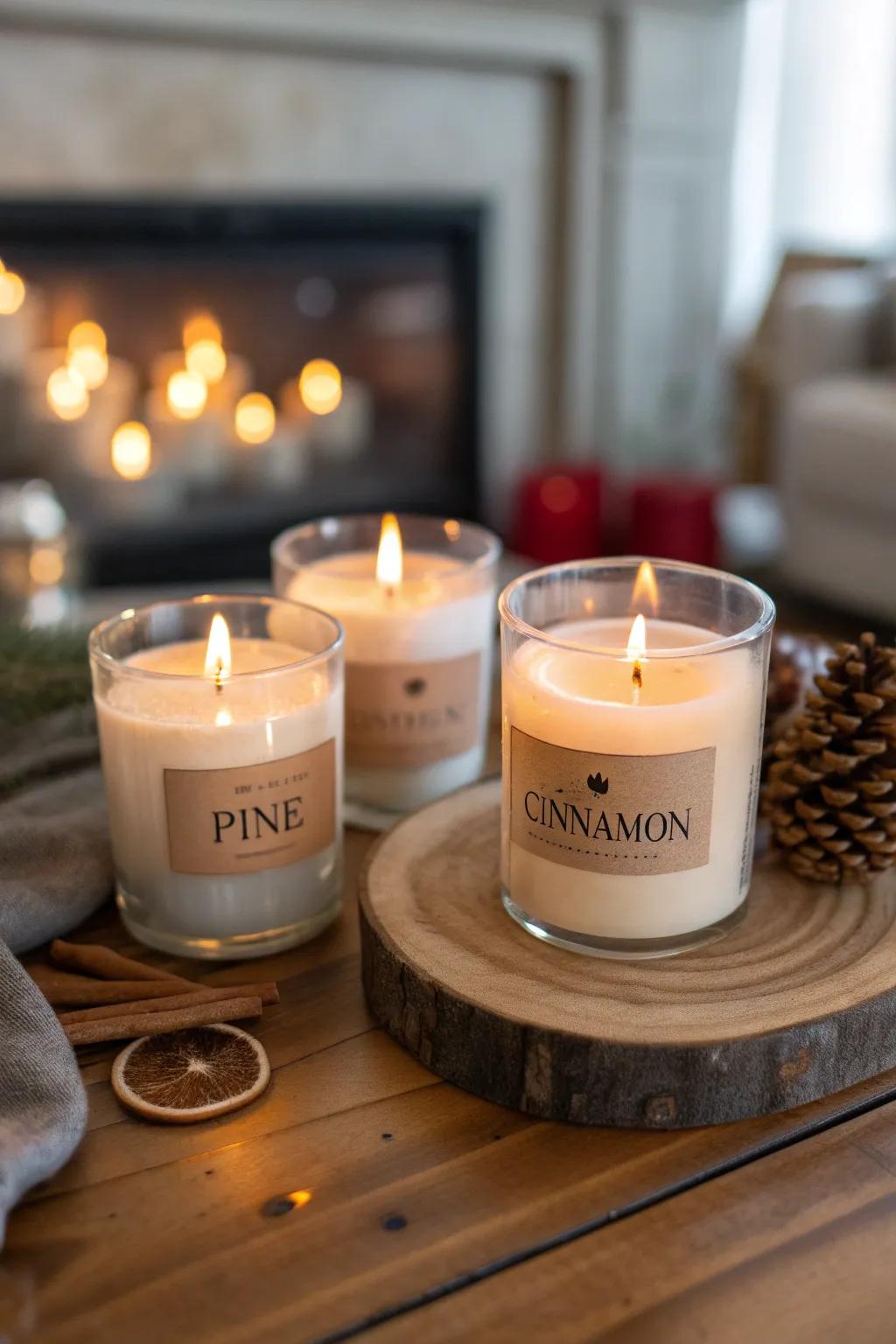 Aromatic candles for the winter to create a cozy ambiance.