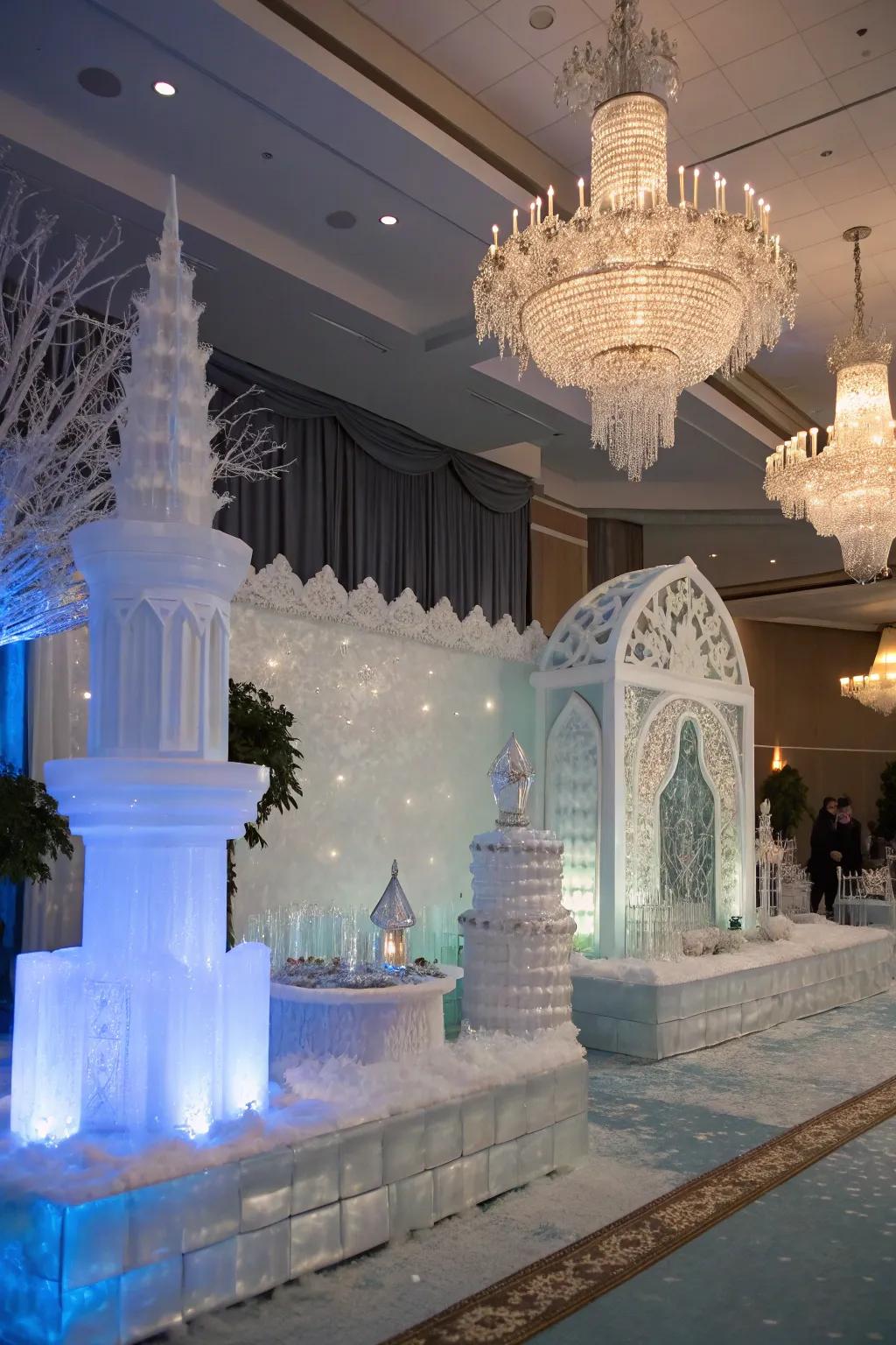 A sophisticated Refined Ice Castle theme featuring crystal details and icy design elements.