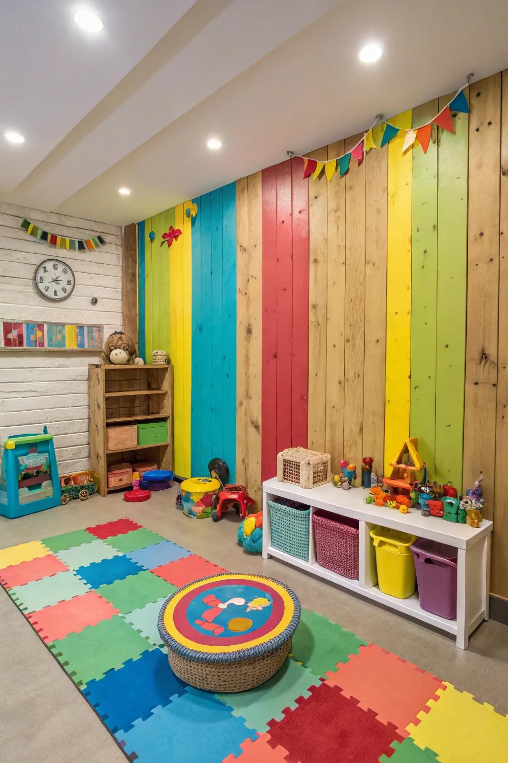 Pigment-patched wood panels bring playfulness to any space.
