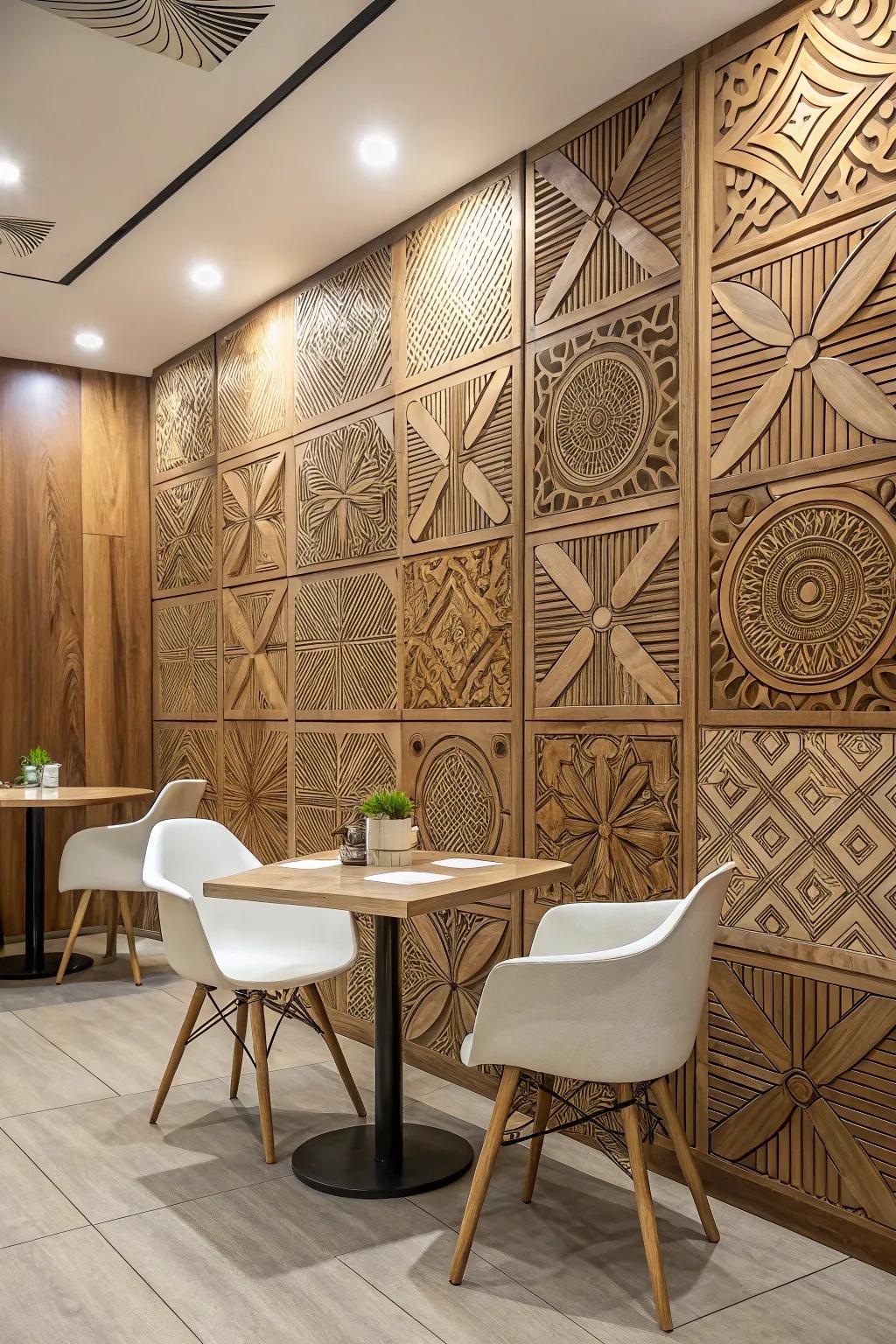Patterned timber cladding makes a striking artistic declaration.