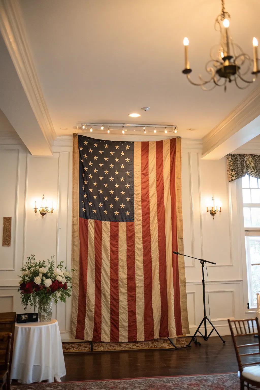 A timeless flag appends nostalgic charm to your Independence Day adornment.