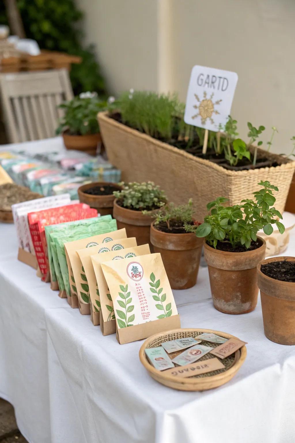 Eco-friendly favors constitute a considerate garden party accent.
