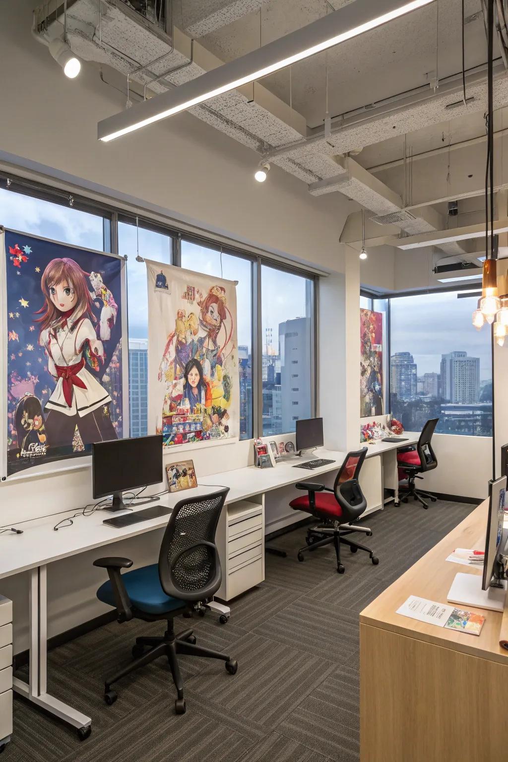 An office mashup balances work and anime enthusiasm perfectly.