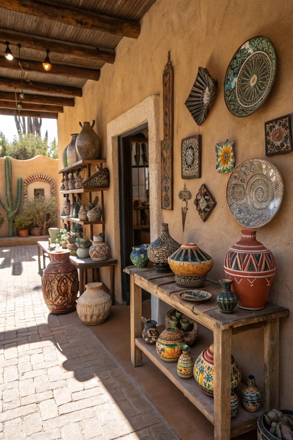 Porcelain and clay accents bring an earthy touch to an Arizona room.