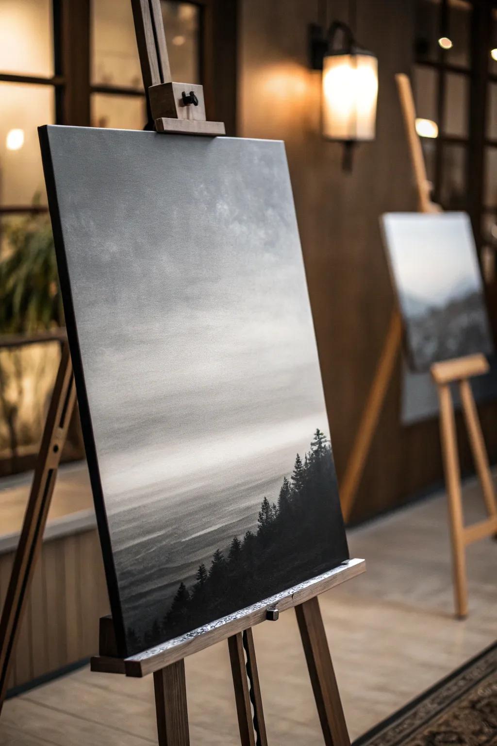 Render a daring assertion through a brooding unichrome backdrop.