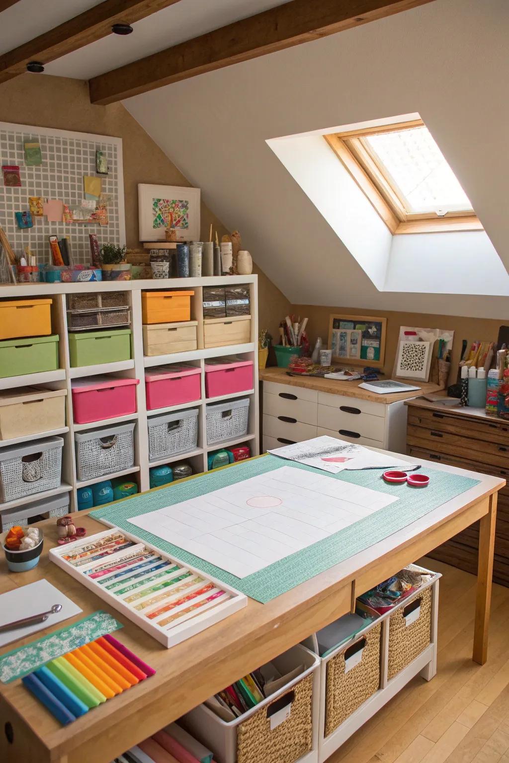 Bring your crafting to life in an attic that caters to your hobbies.