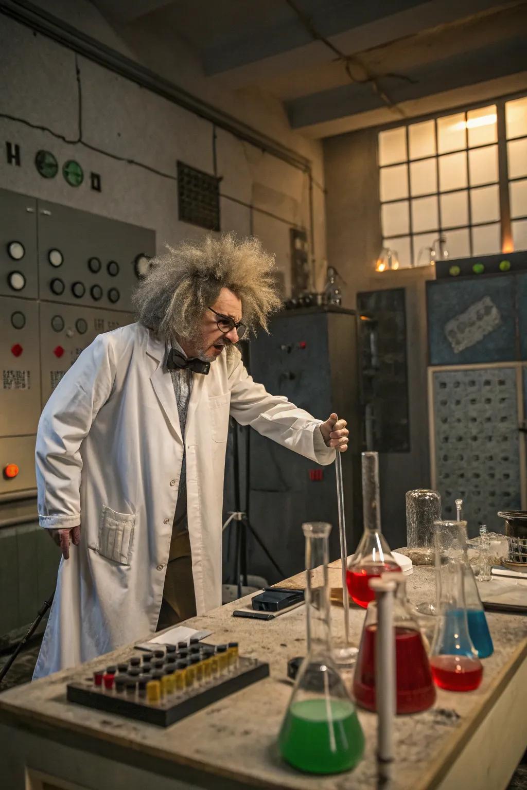 Experiment with enjoyment in a quirky unstable scientist attire.