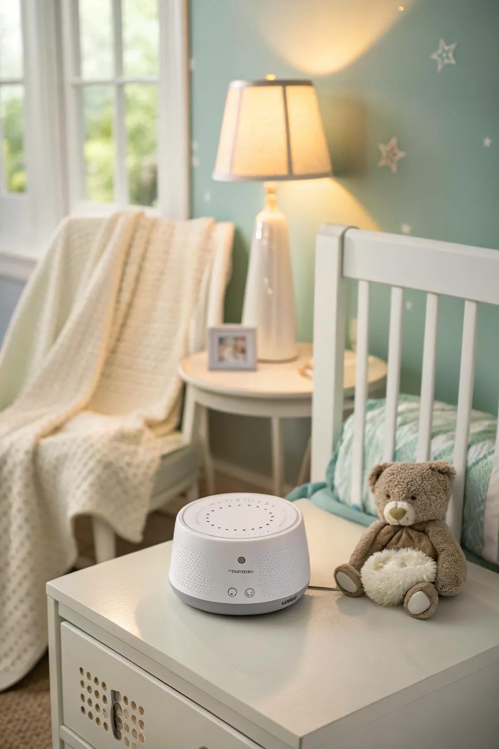 A sound machine can improve sleep quality in a shared bedroom setting.