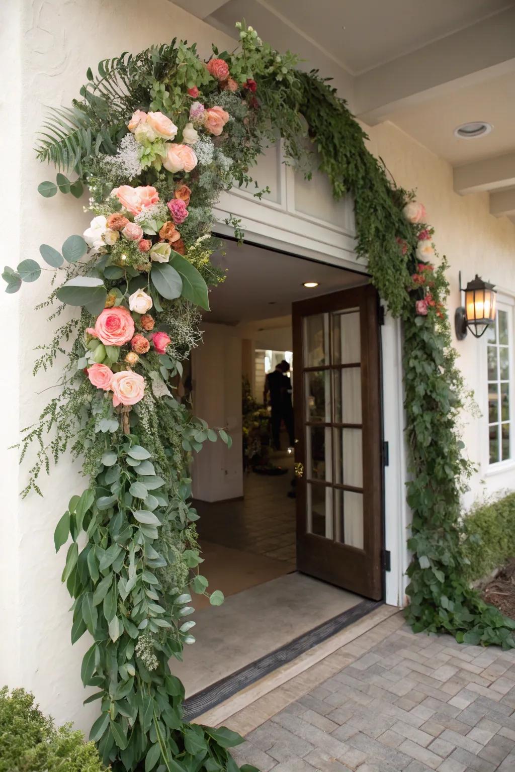 Nature’s garland injects sophistication and freshness into the entrance.