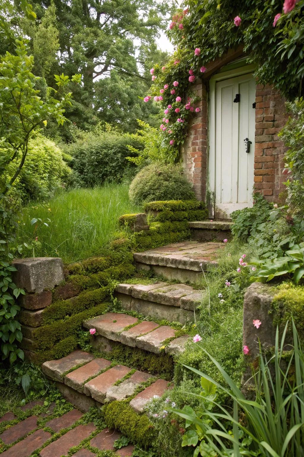 Vintage brick steps offer timeless elegance.