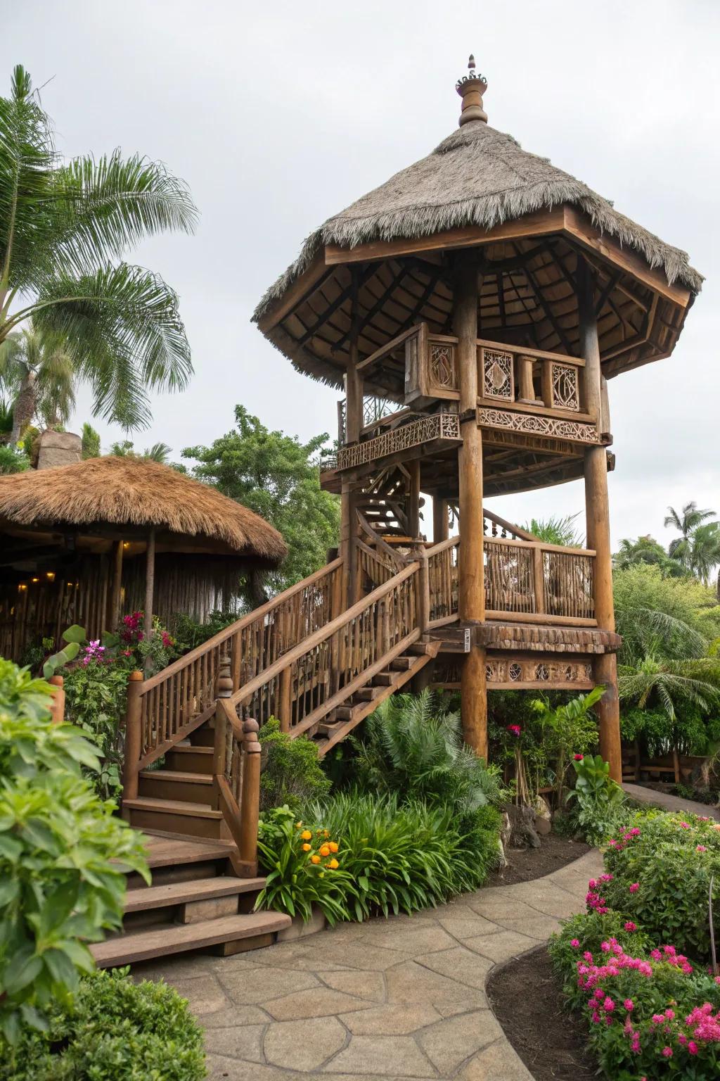 A multi-level design adds dimension and versatility to your tiki space.