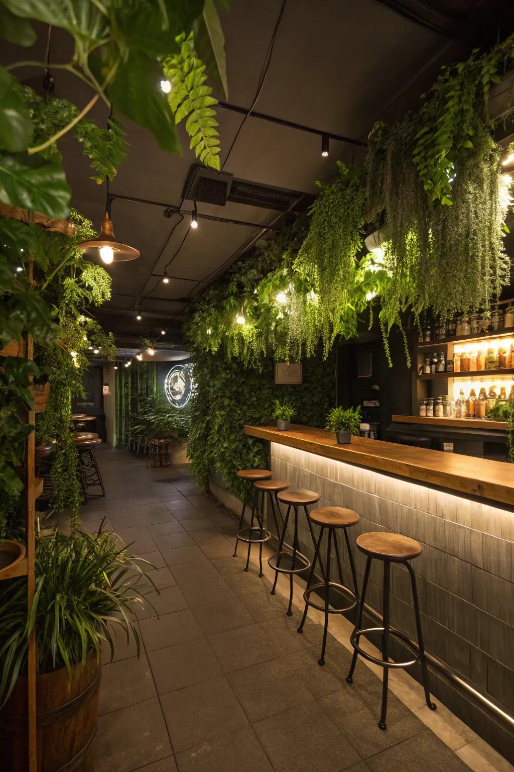 Greenery brings life and freshness to your bar.