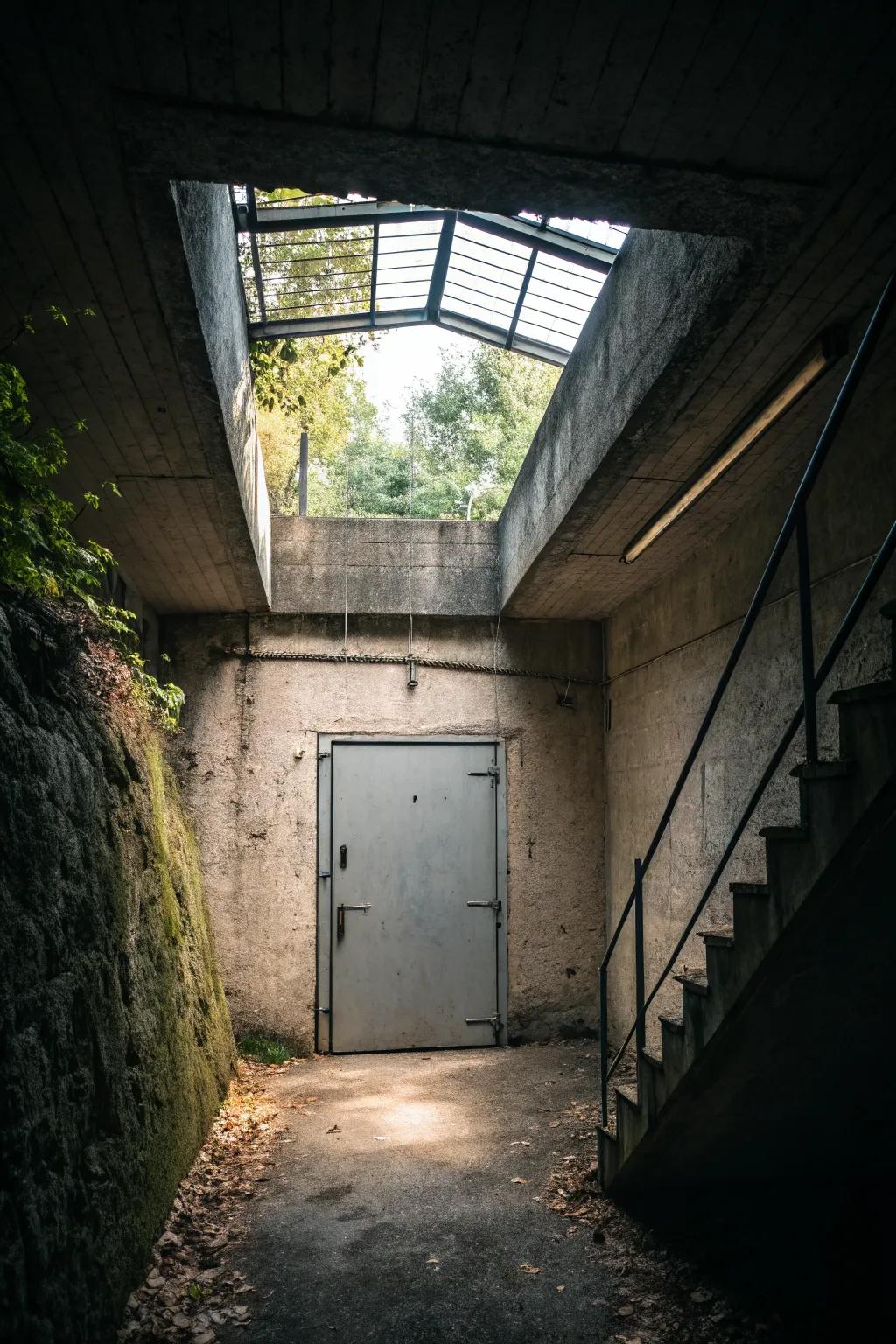 A skylight floods the entrance with natural light.