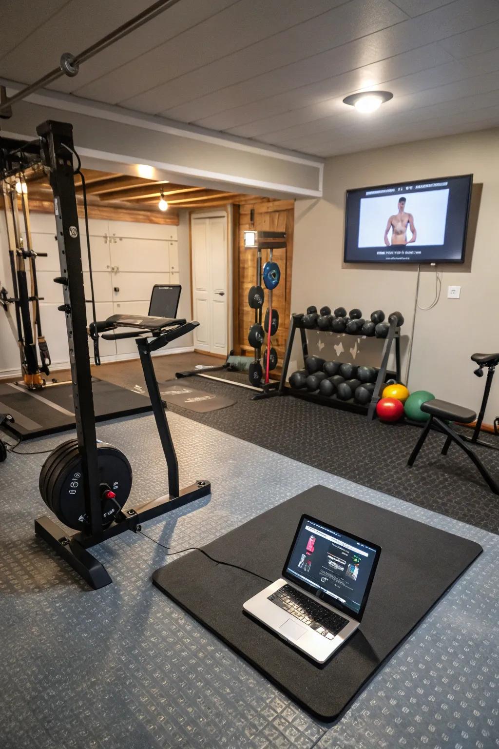 A tech center helps keep your workouts connected and interactive.