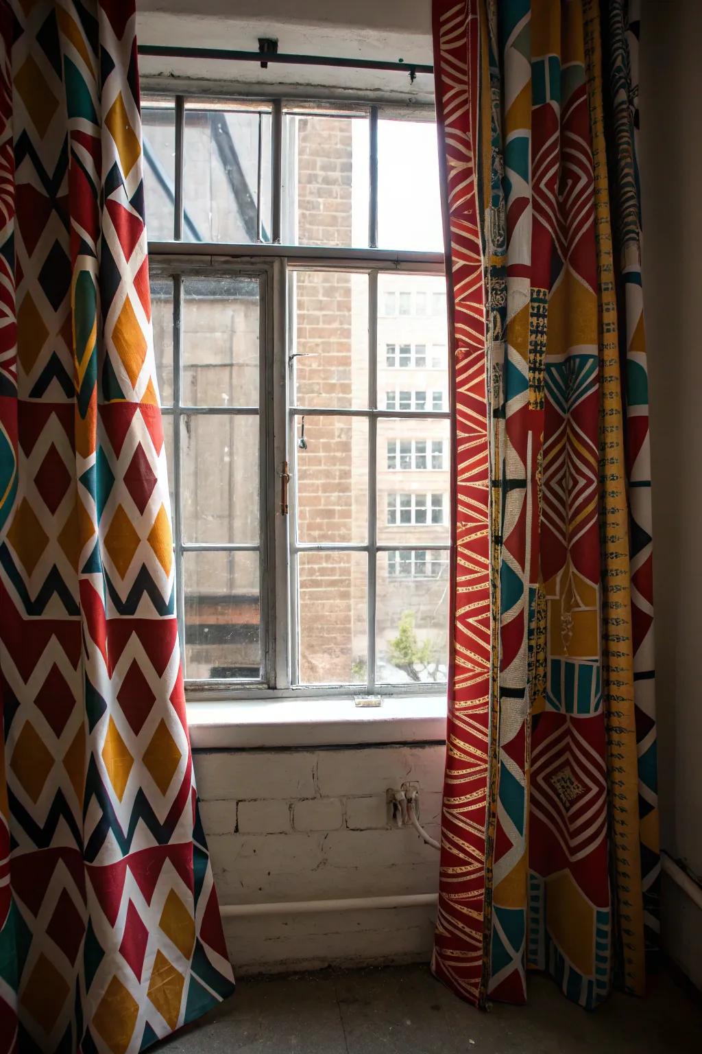 Geometric shapes create an energetic focal point.