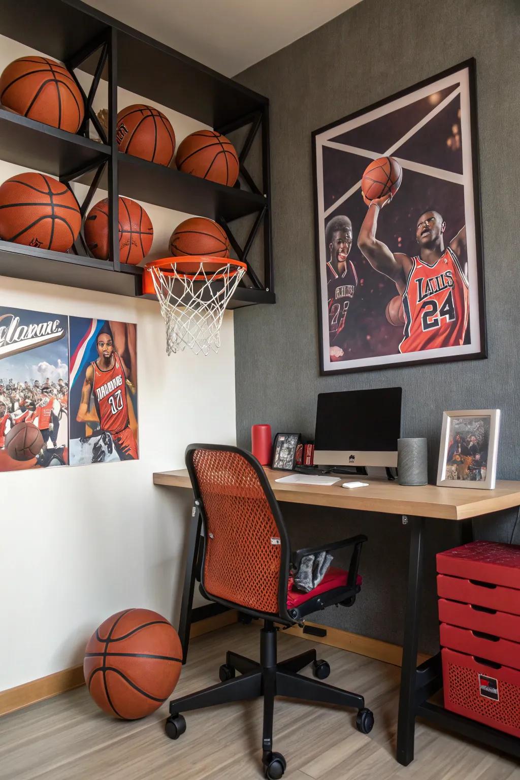 A roundball-based desk supports creativity and focus.