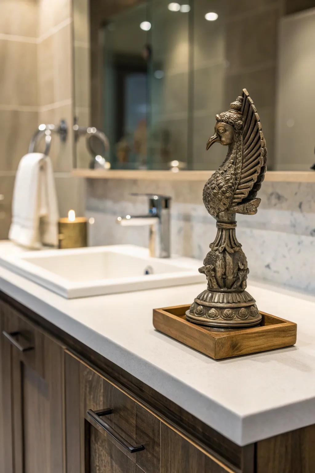 Unforeseen artifacts bring intrigue and sophistication to your bathroom.