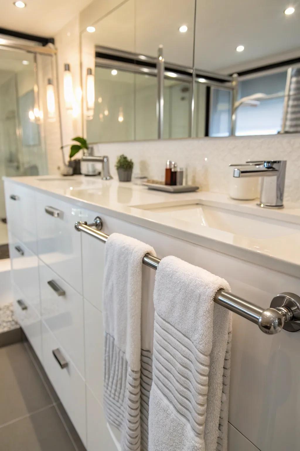 Magnetic strip stands offer a minimalist solution.