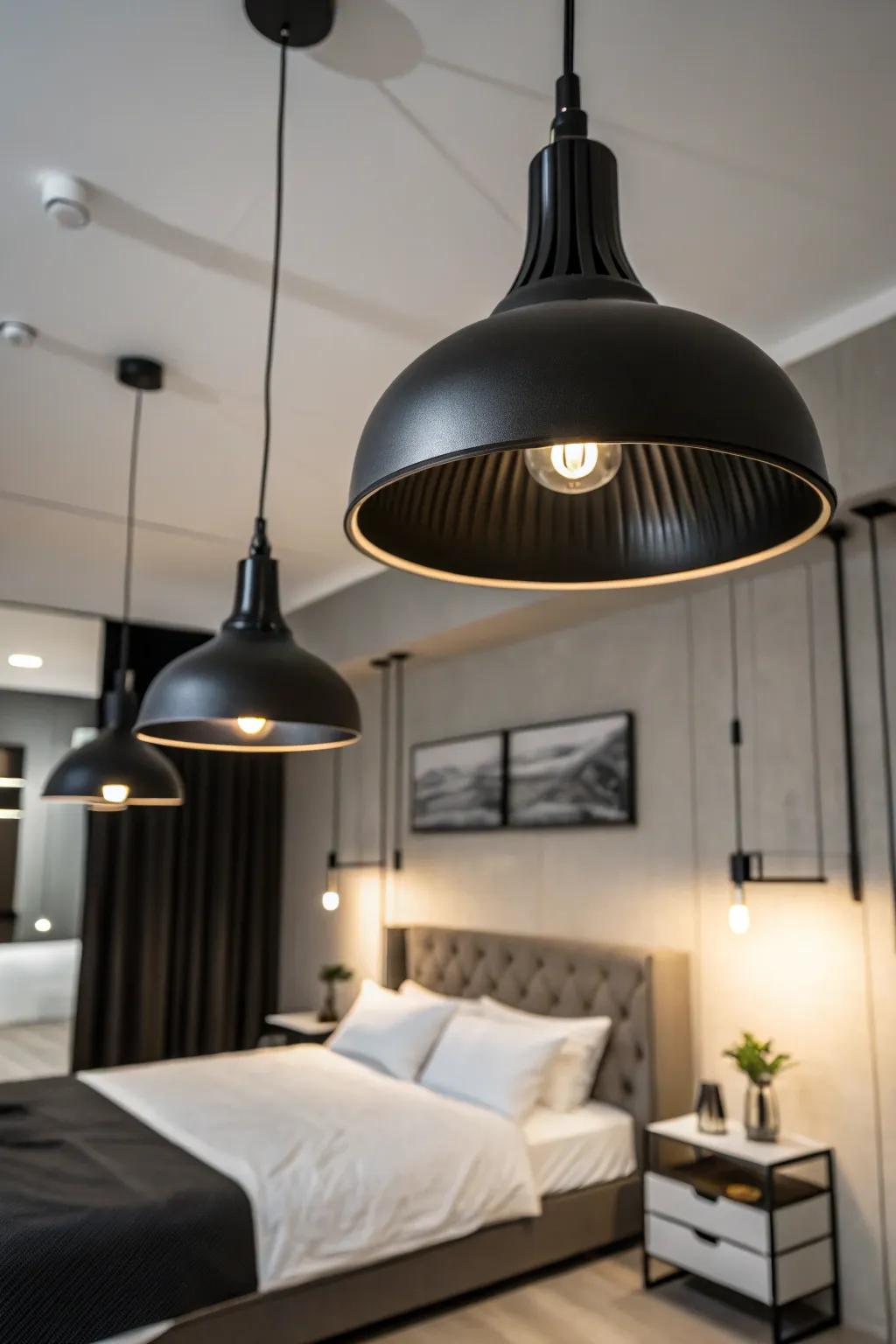 Black fixtures incorporate drama and sophistication to your bedroom.