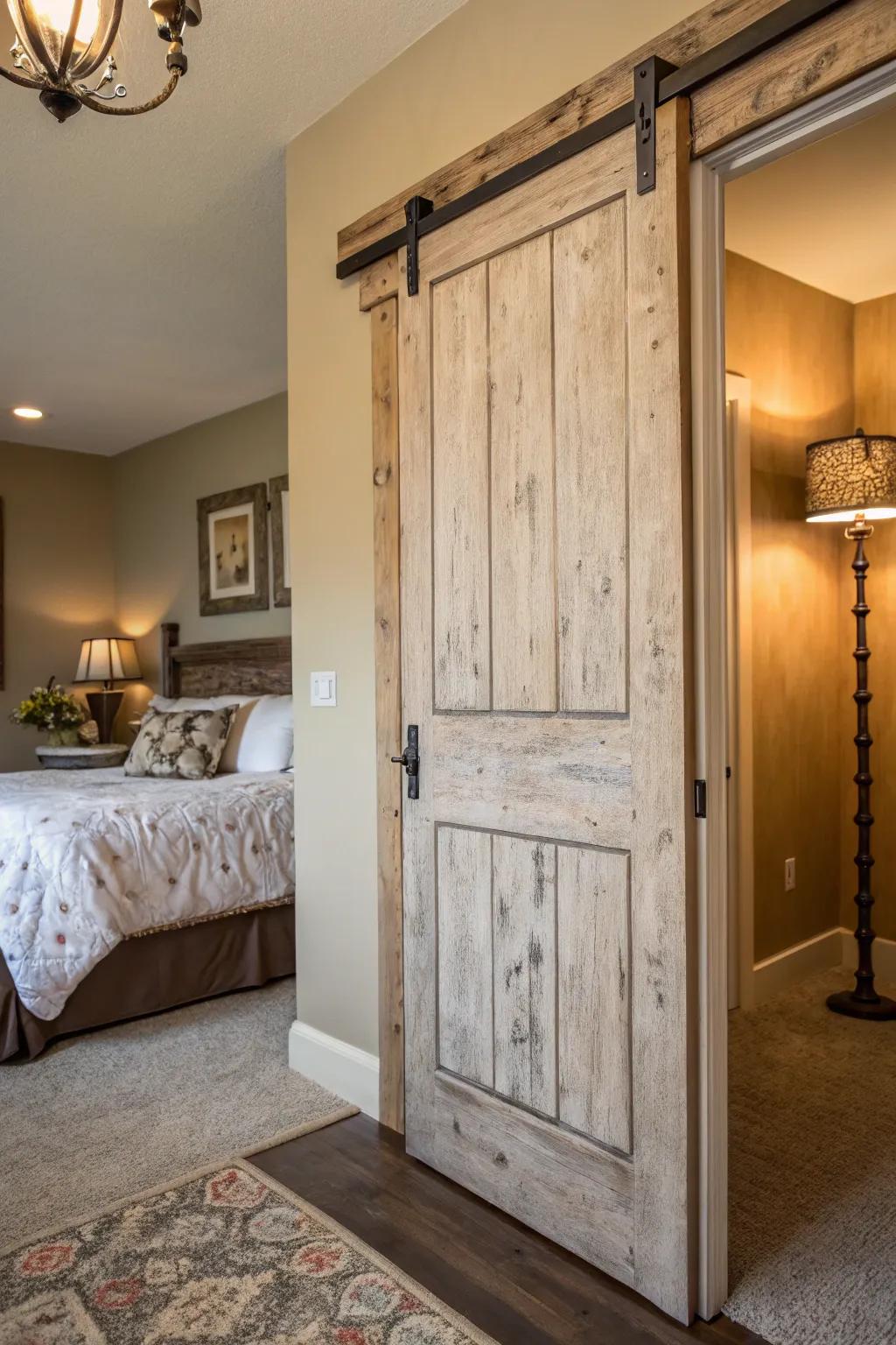 Country-style weathering brings a cozy, lived-in charm to your bedroom.