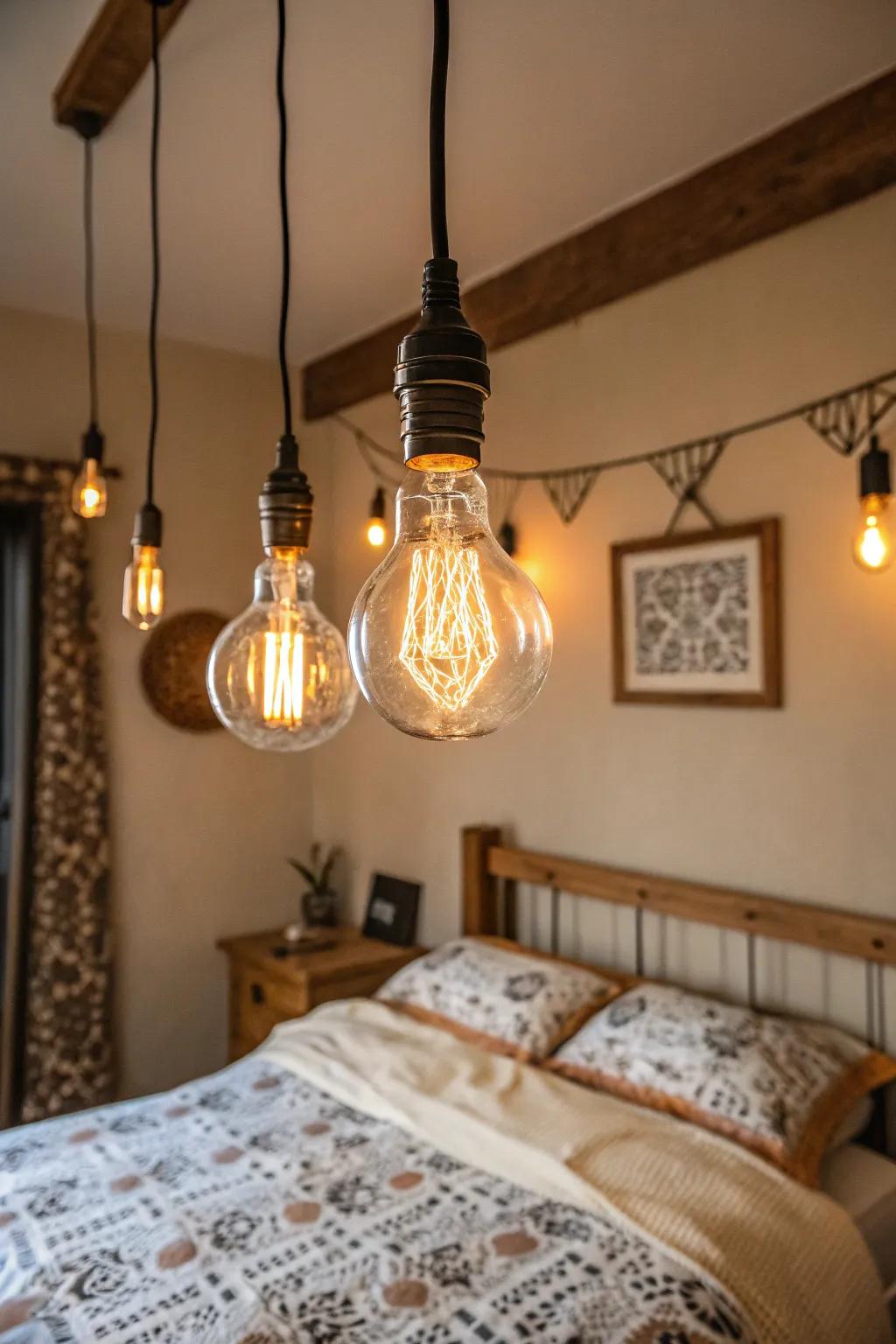 Nostalgic bulbs introduce charm and warmth to the space.