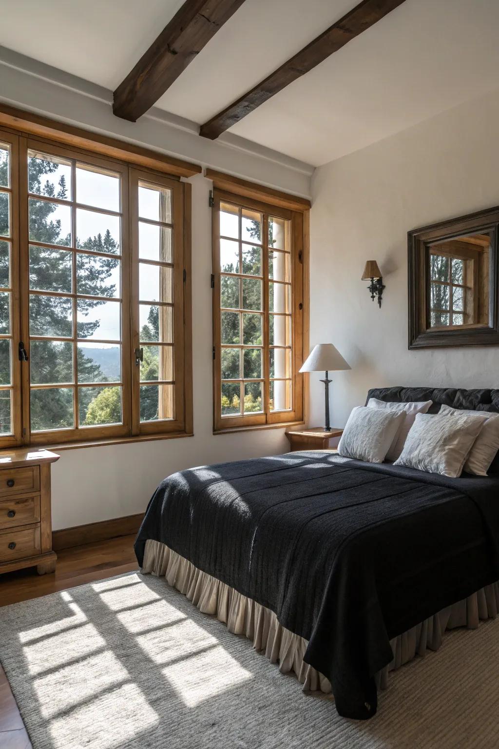 Balancing black bedding using natural radiance.