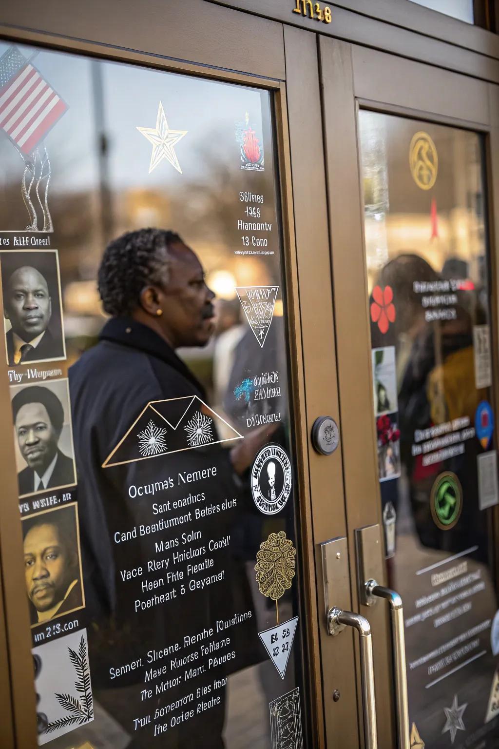 A door displaying personal and imaginative reflections on Black history.