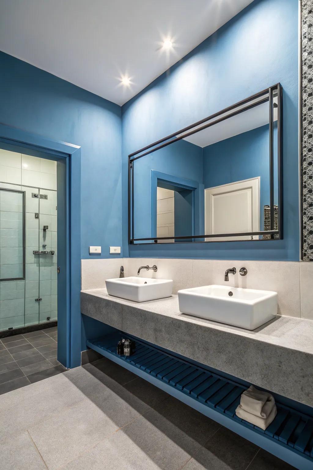 Calming effect of blue enhanced by minimalist design.