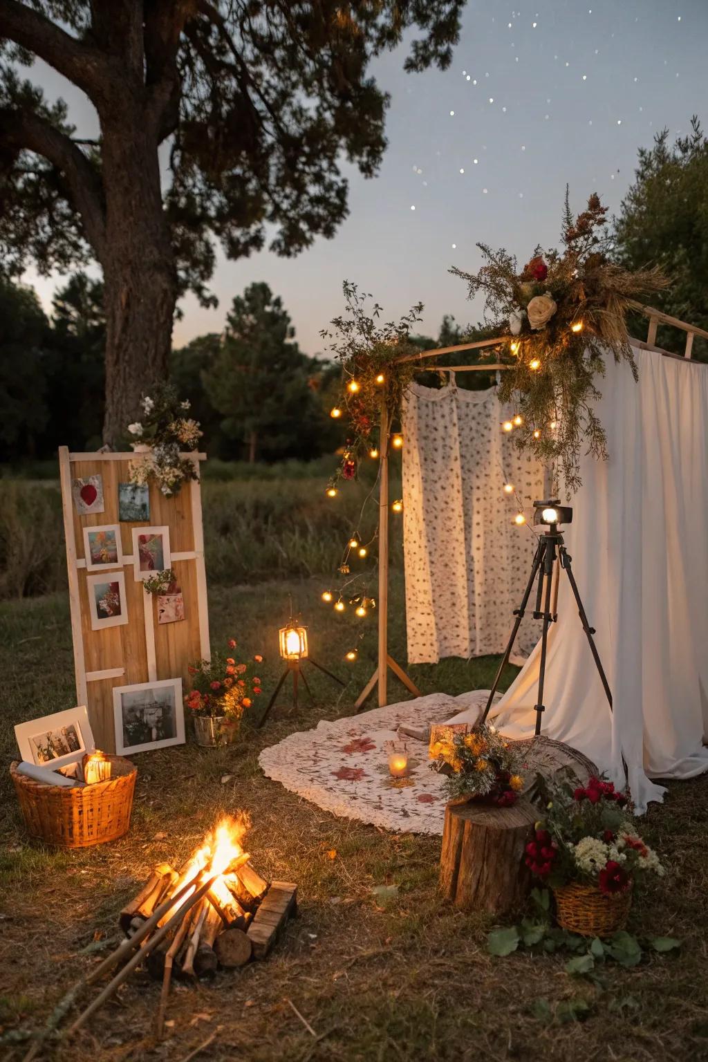 A fun and creative picture corner by the bonfire.