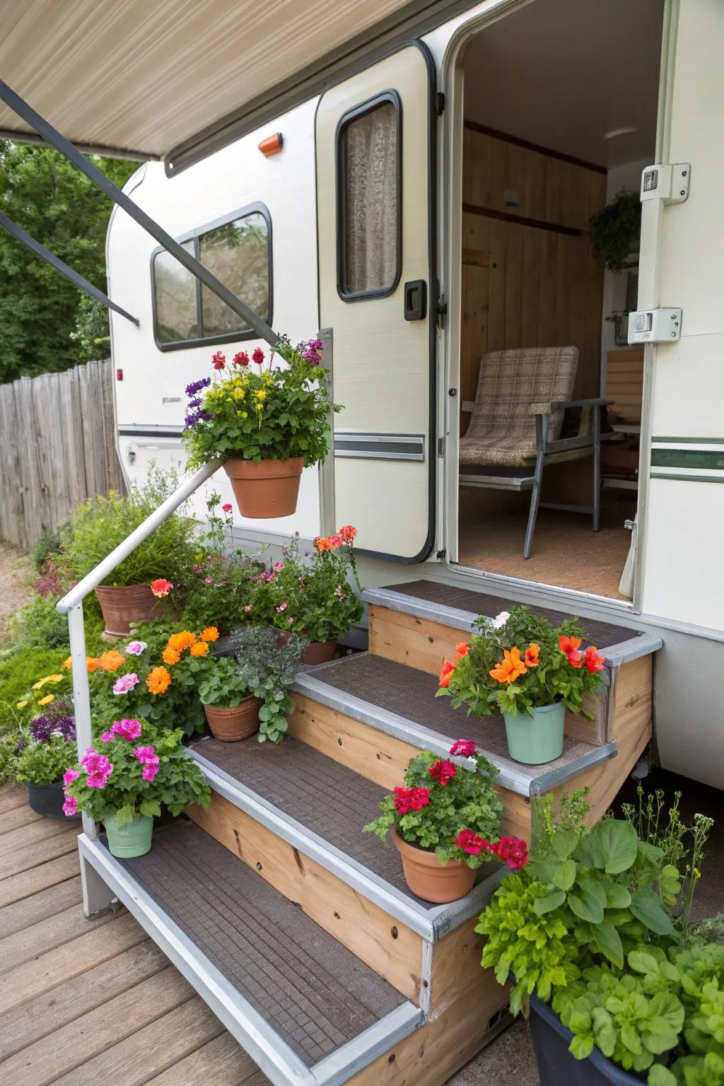 Make the most of your space by using staircase seating on your deck.